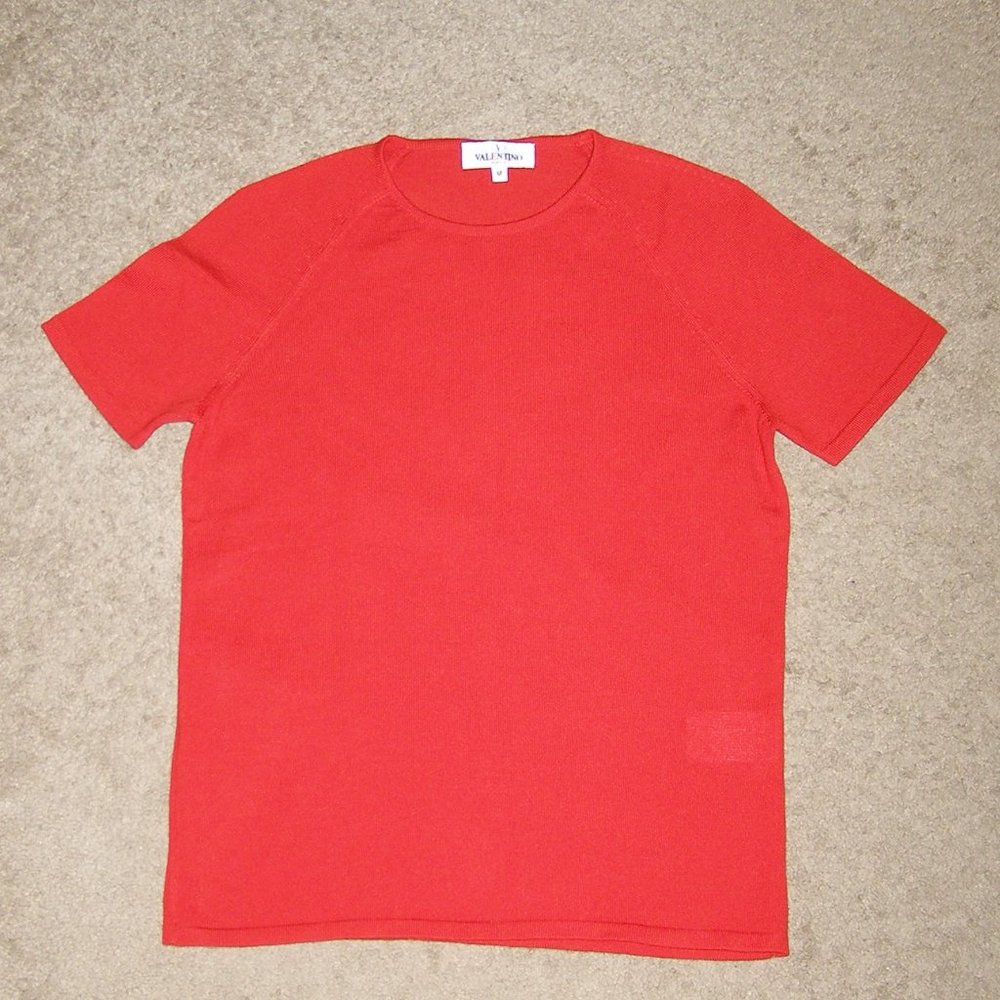 NEW (vintage) Valentino Red Knit Short Sleeve Top - Picture 10 of 12